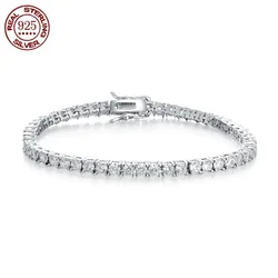 100% Real Moissanite Tennis Bracelet 925 Sterling Silver Plated 18K Gold with GRA Bracelet for Women Man Sparkling Party Jewelry