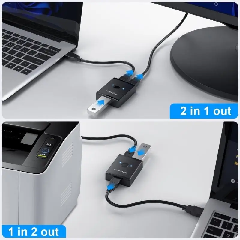 U55C USB Switcher Selector 1 Computers die 2 USB -apparaten delen USB Randapparatuur Switcher Box Hub voor muis scanner
