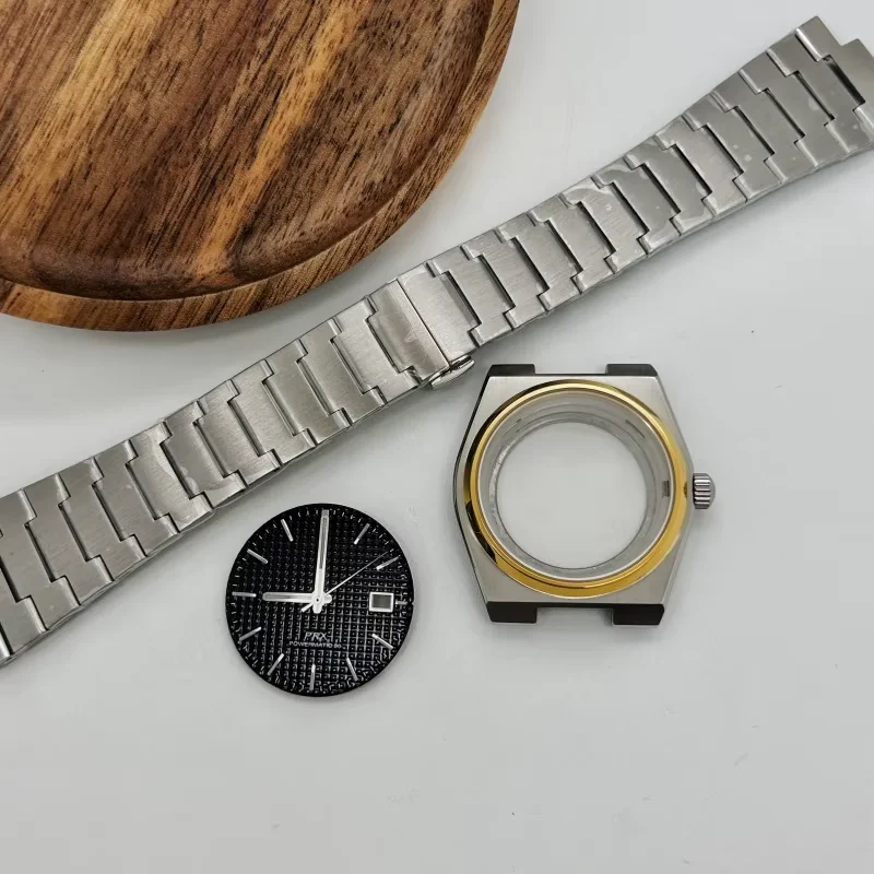 Zilveren 40 mm saffierglas kastriem groen lichtgevende 31,8 mm wijzerplaat wijzers past op PRX Super Player NH35 NH36 NH70 automatisch uurwerk