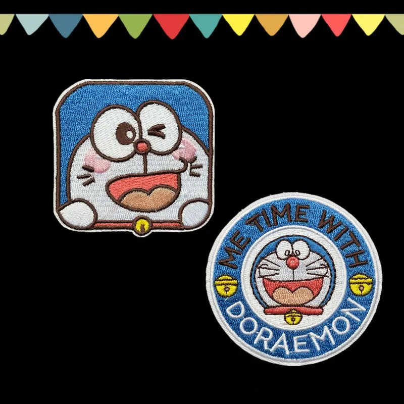 Doraemon Stoffaufkleber, kreative, hochwertige Anime-Cartoon-Stickerei, bedruckt, für Schüler, niedliche DIY-Kleidungs- und Schulranzen-Aufnäher – Detail 2