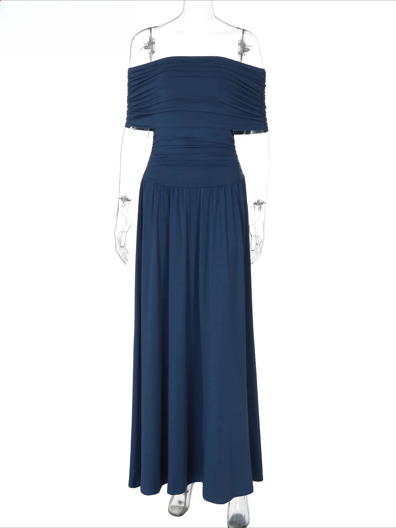 ชุดเดรสเรียบหรู เซ็กซี่ สง่างาม เหมาะสำหรับงานปาร์ตี้ คลับ งานพรอม เสื้อผ้าฤดูร้อน เปิดไหล่ ไร้แขน โชว์หลัง ทรงเข้ารูป จับจีบ