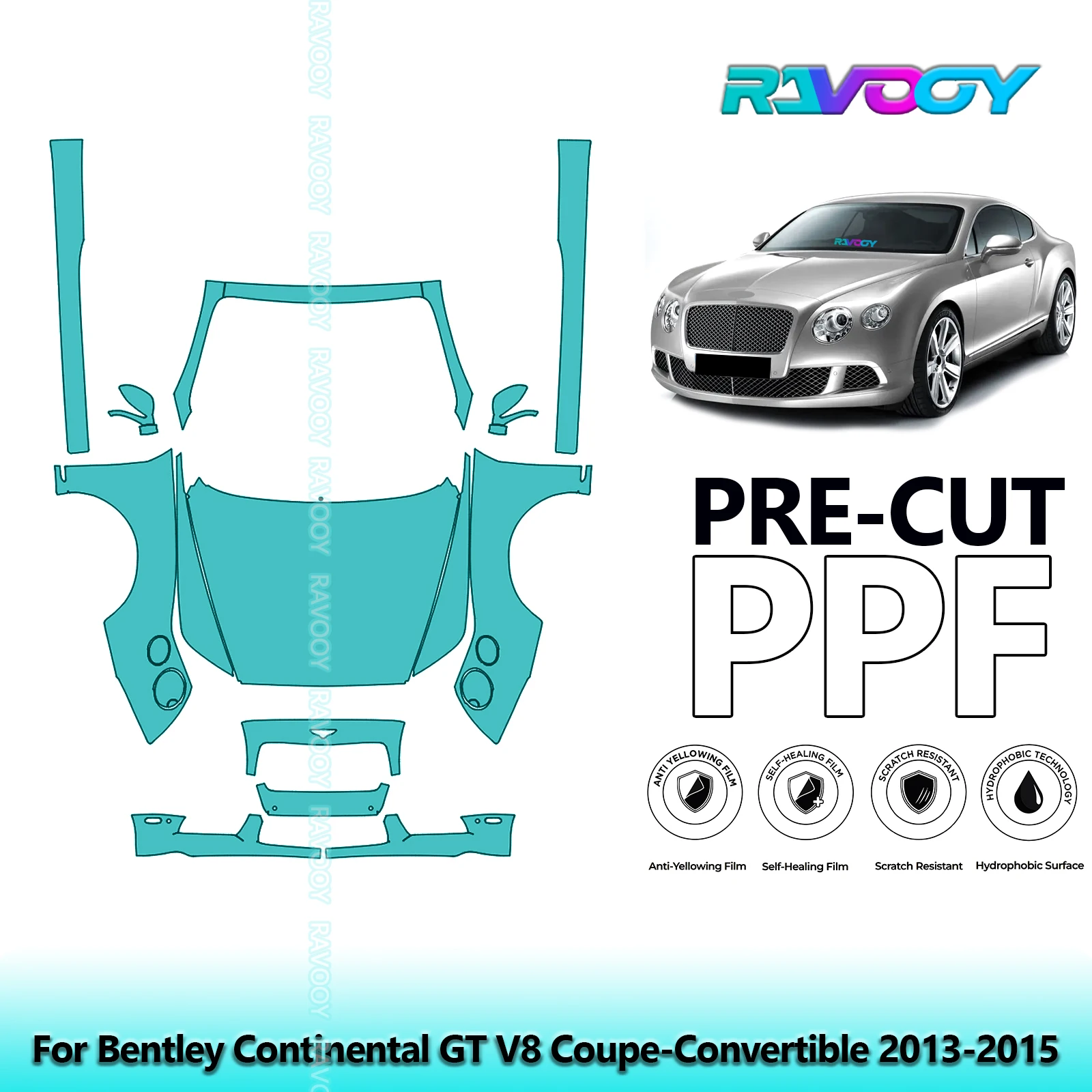 

Front Kit+Rockers Clear Bra Precut PPF Paint Protection Film For Bentley Continental GT V8 Coupe-Convertible 2013-2015