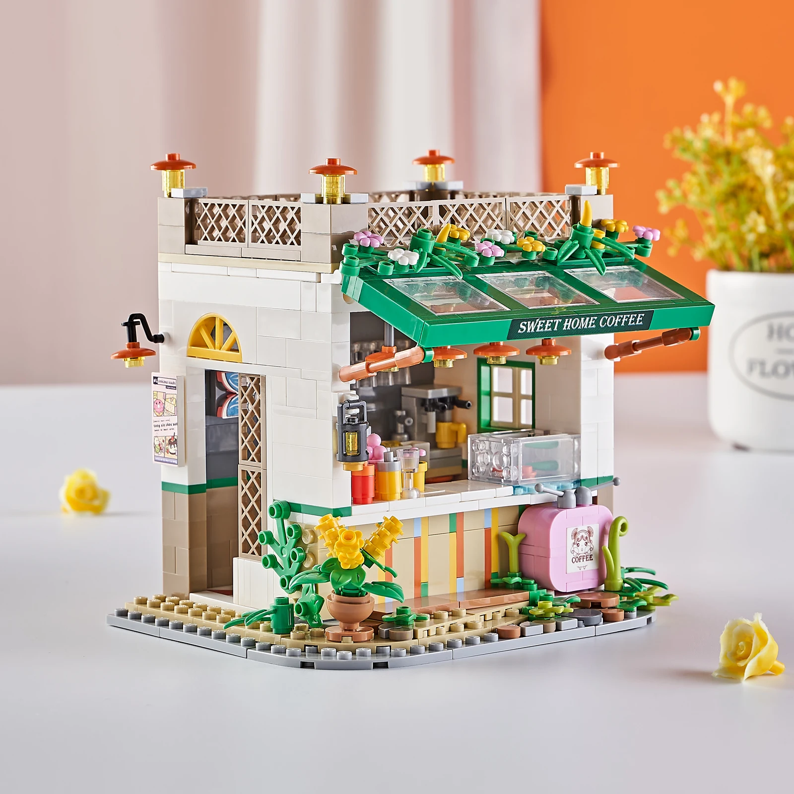 Mini City Street Building Blocks set kit Flower Room camera da letto Micro DIY House Model giocattoli educativi per bambini ragazze regalo