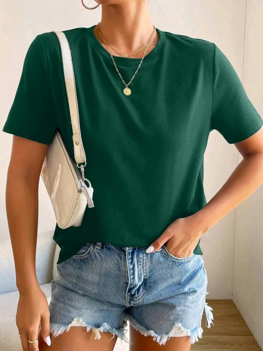 T-shirt w stylu koreańskim Tees letnia luksusowa marka z krótkim rękawem bawełna wysokiej jakości proste topy na co dzień solidne damskie ubrania