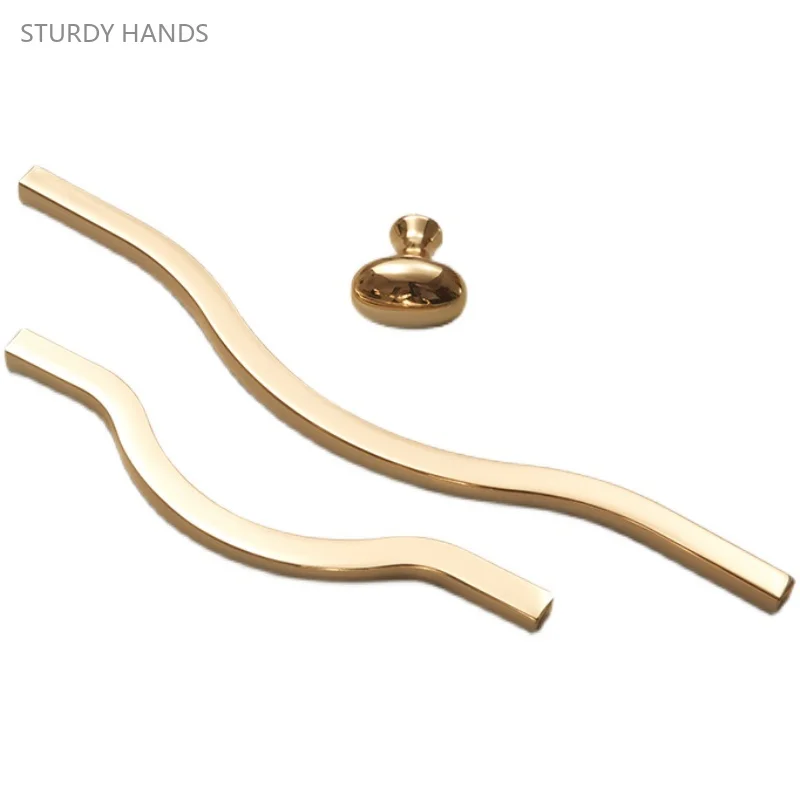 

2PCS Zinc Alloy Cabinet Handle Modern Light Luxury Gold Wardrobe Door Drawer Handle Furniture Hardware Accessories