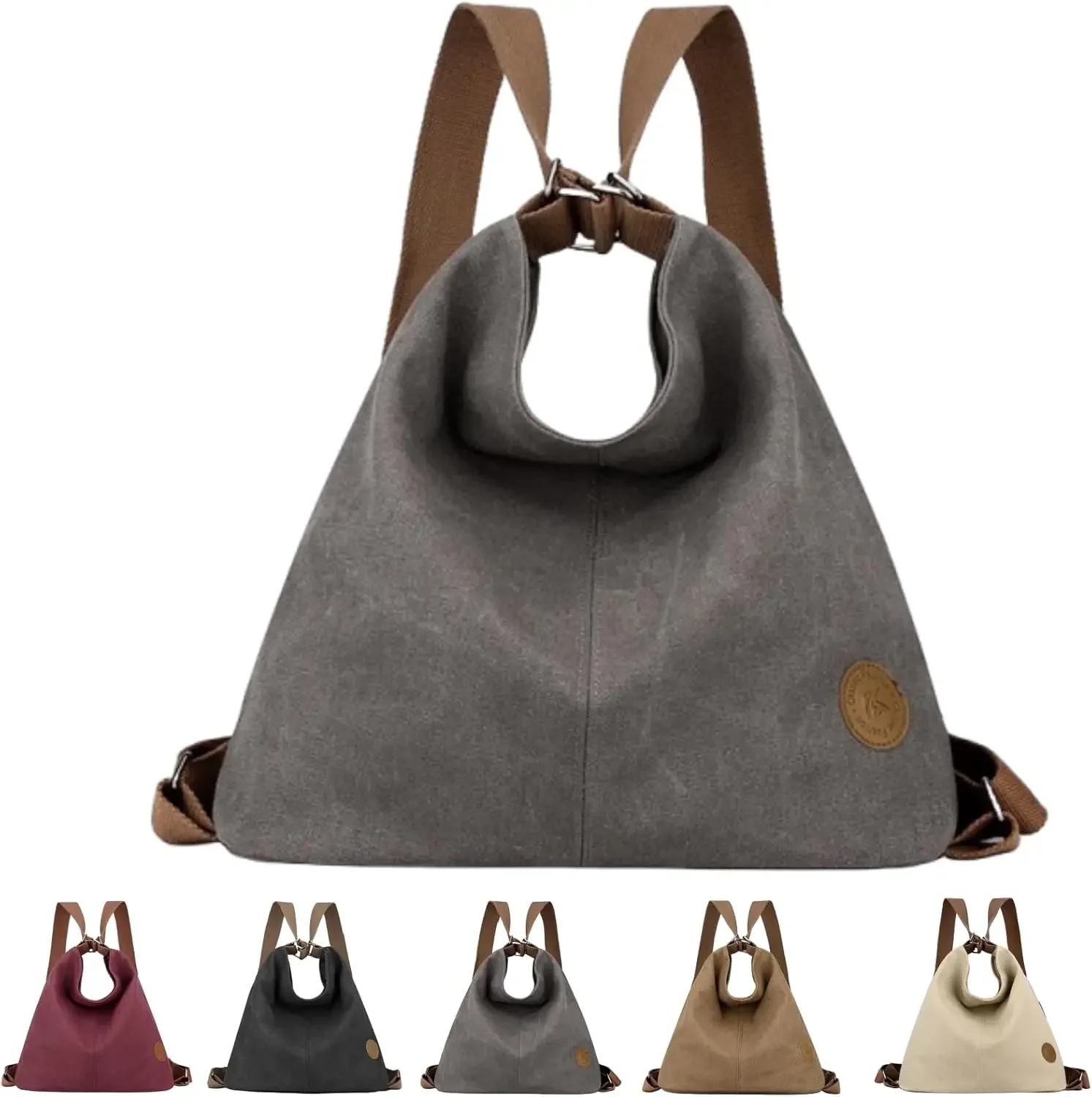 

Women's Canvas Tote Bag Casual Vintage Zipper Pocket Purse Crossbody Shoulder Handheld Travel Daily Works Canvas Hobo Backpack