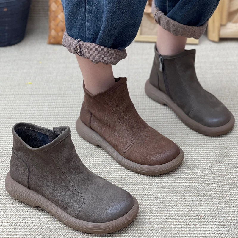 

Женские повседневные ботинки ручной работы в стиле ретро, ботинки Mom oes Heightening Faion, одинарные ботинки Thi Bot, осень-зима...