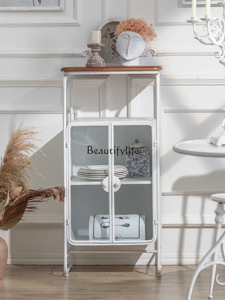 

LLFrench wrought iron living room wall locker coffee dining room retro cream style locker