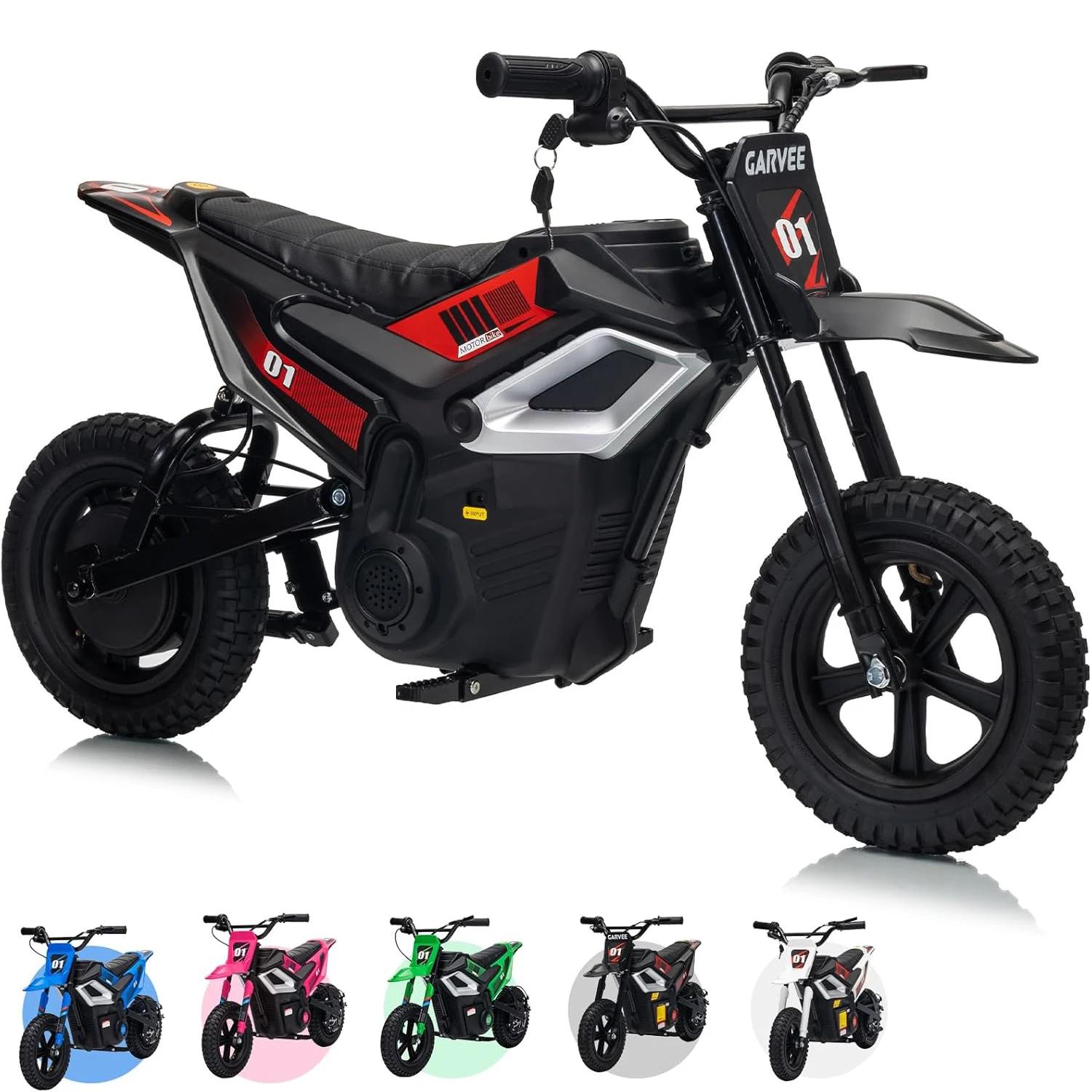Bici da cross elettrica da 24 V, moto elettrica per bambini da 350 W, fino a 14 MPH e massimo 130 libbre con avvio a chiave, impugnatura dell'acceleratore, freno posteriore manuale