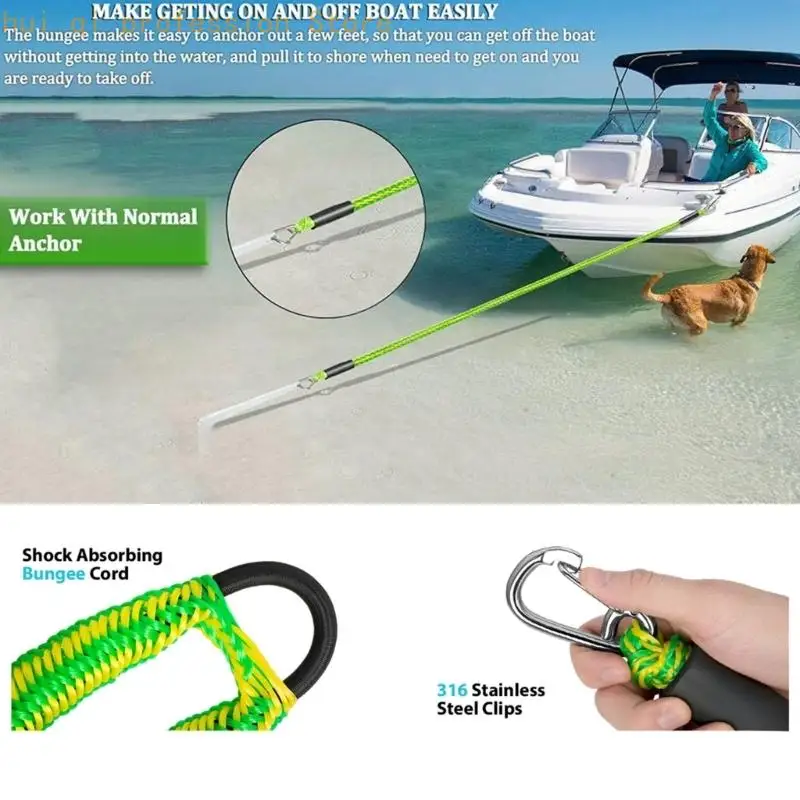 Dock Rope with Floating End Sleeves and Two Clips for Boat Tie-Up, Braided Mooring Line for PWC and Dock Posts H8WE