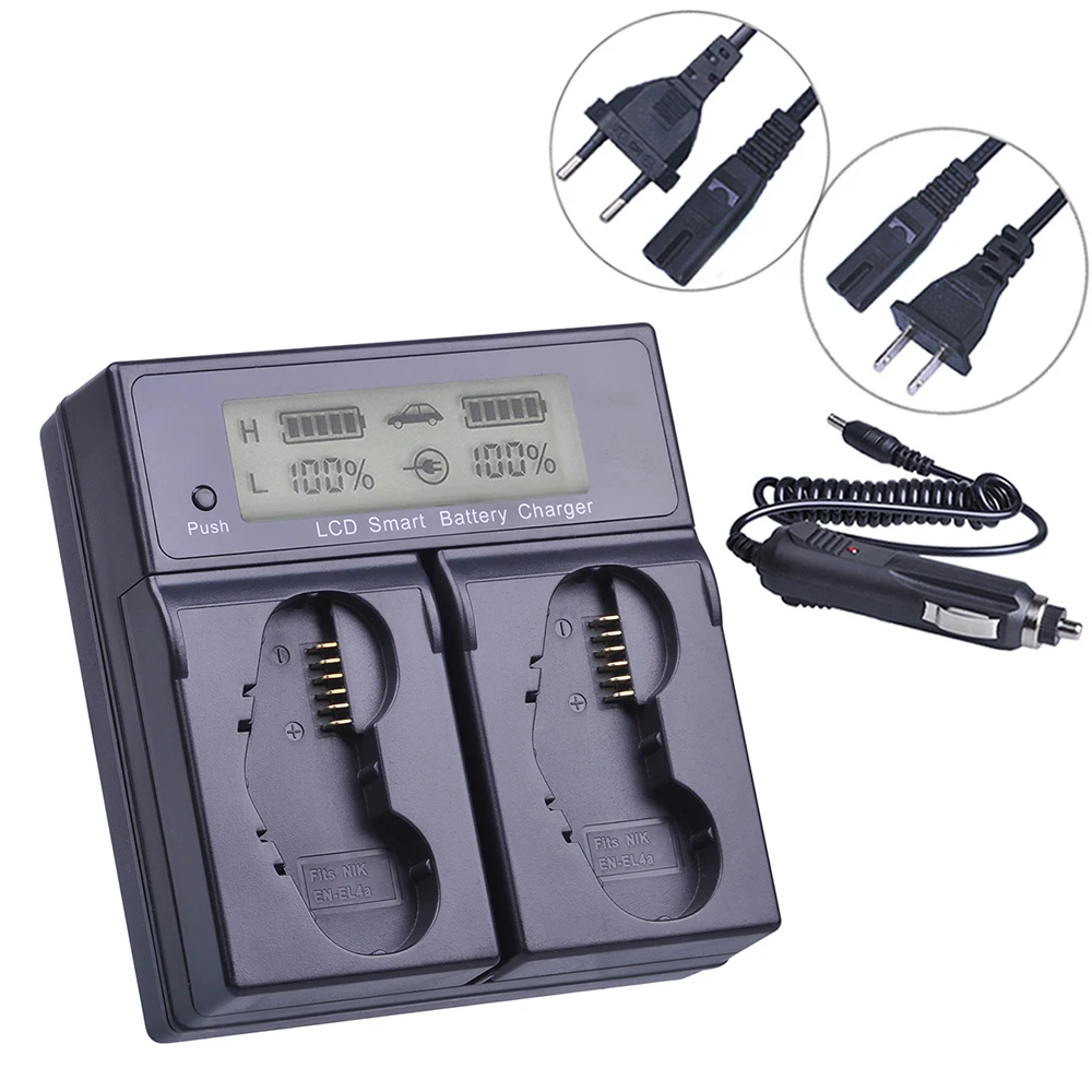 LCD Dual Quick Battery Charger for Nikon EN-EL4A EN-EL4a ENEL4 EN EL4 Li-ion Battery D3S D2H D2Hs D3 D2Xs D2X D300 F6 D2
