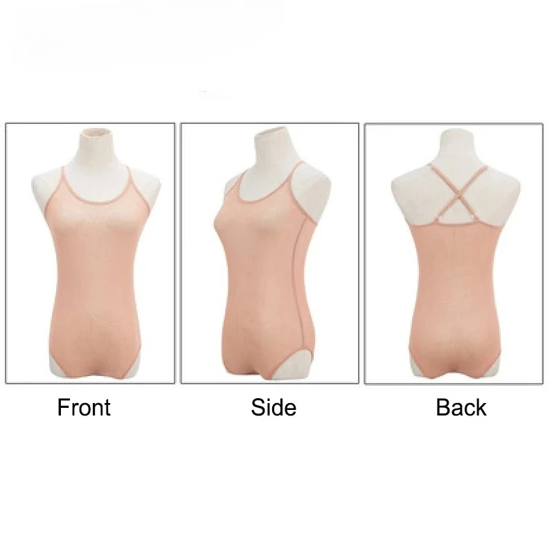 Adult Bodycon Gauze Latin Dance Ballet Inner Layup Top With Hanging Strap Mesh Waist Body Cover Belly Dance Bottom Tank Top