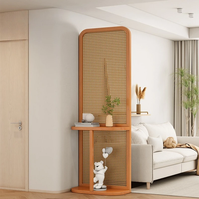 

Solid wood rattan screen, living room storage, home entrance, bedroom mobile floor screen