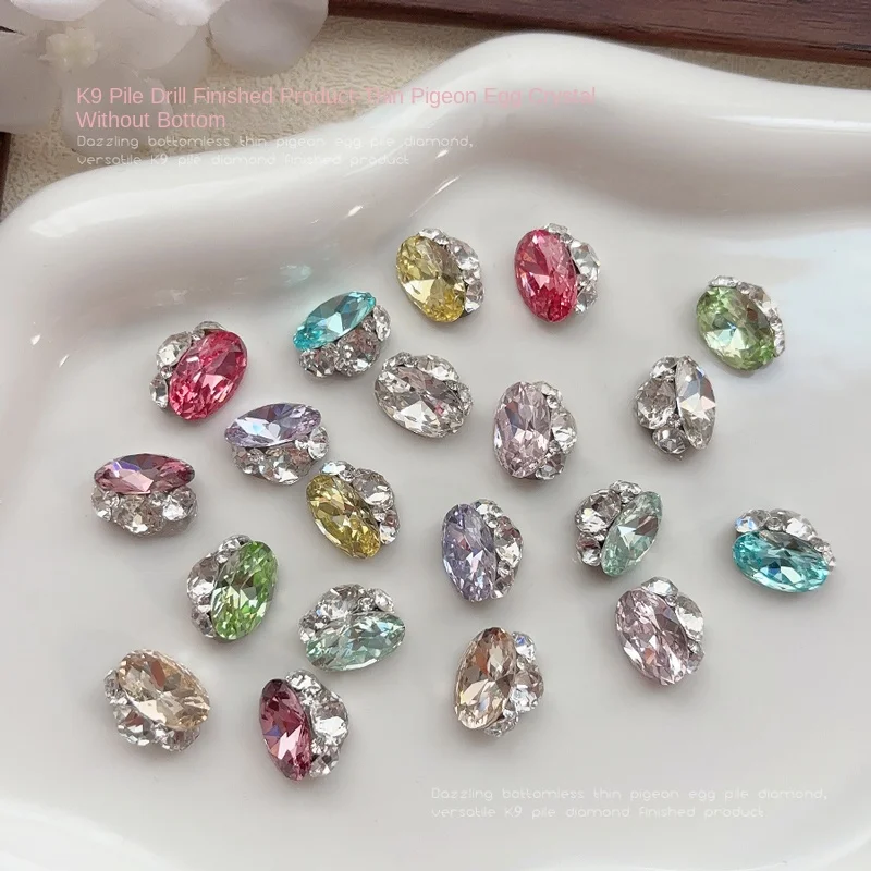 Strass com parte traseira lisa de ovo de pombo K9 para arte em unhas: brilho AB roxo magenta intenso, cristais empilhados à mão, enfeite DIY