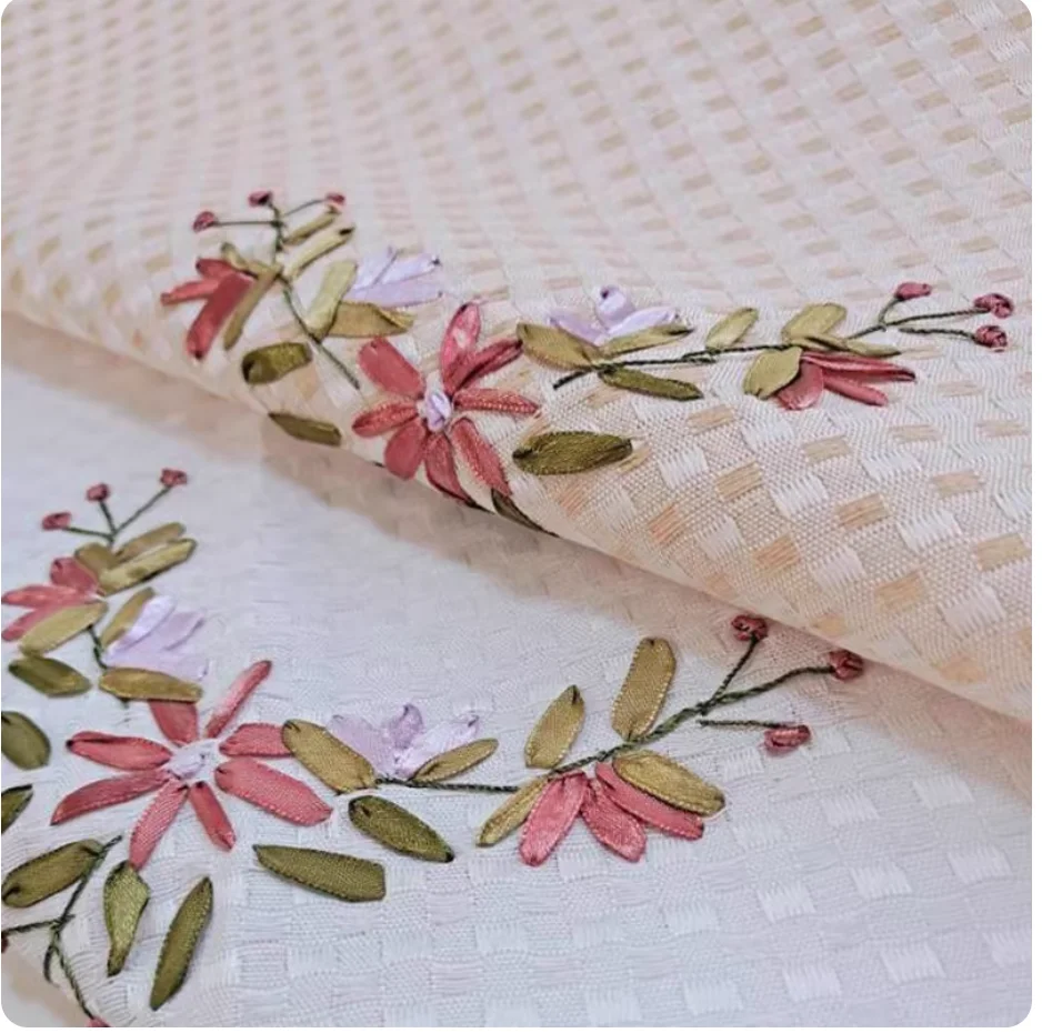 Ribbon Embroidery Tablecloth, Round and Square, Home Hot Table Mat, Dinner Table Cover, Beauty, New Arrival, FG760