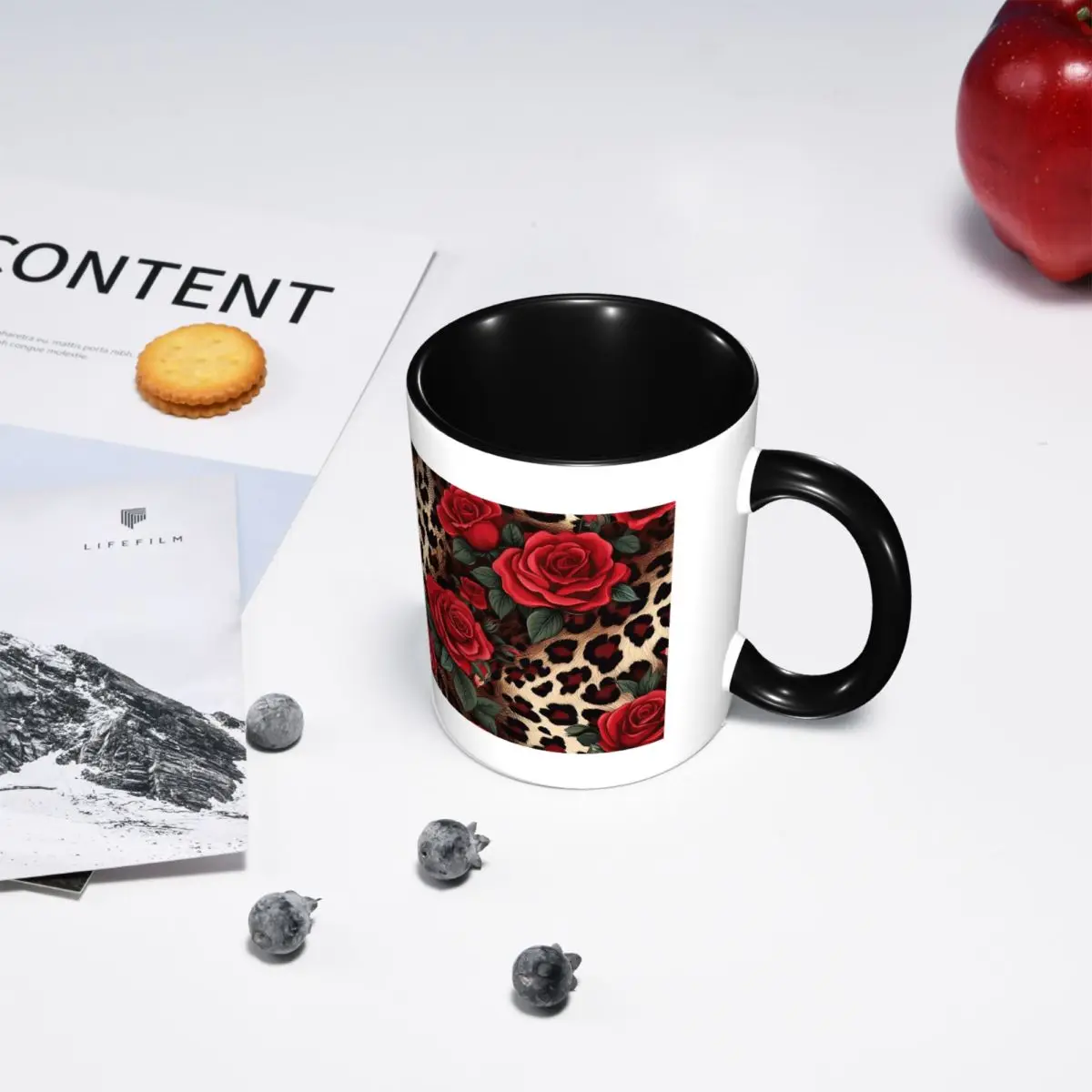 Rose Red Leopard Pattern Mug Funny Ceramic Coffee Cups Tea Mugs Milk Cup Drinkware Gift for Friends