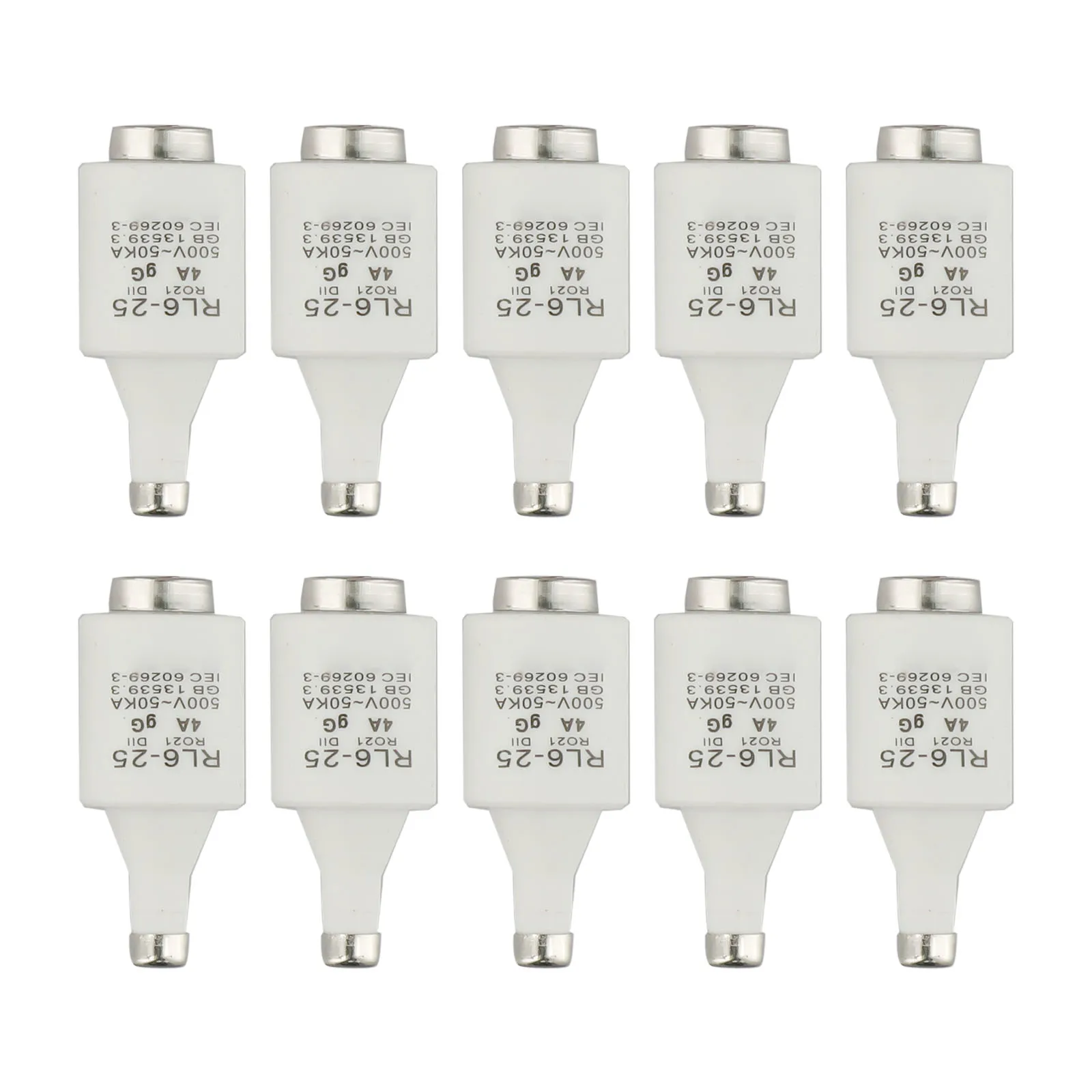AAAAASpiralEarthenwareFusePack Breaking 500VAC Fuse DII Size DII Fuses 4A Rated Current 50kA Interrupting Capacity