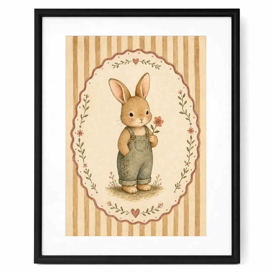 Cute Bunny Blossom Poster,Canvas Wall Print,High‑Grade Home Decoration Artwork for Bedroom,Living Room,Office & Interior Space