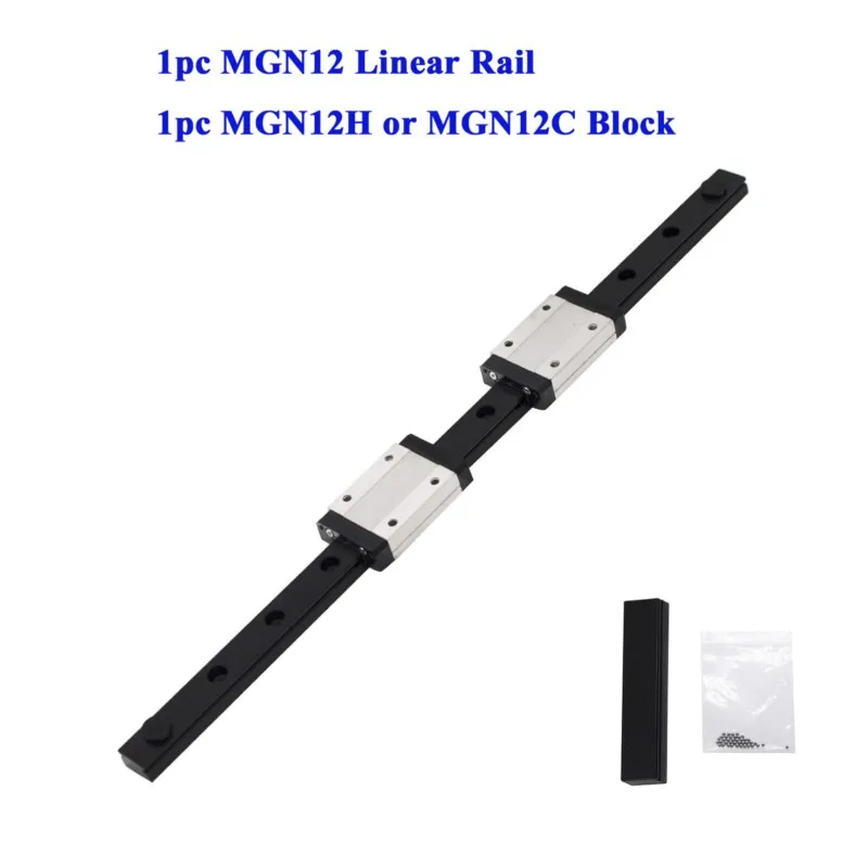 12mm MGN12 Linear Sliding Guide Rail Full Black L 50-1000mm+ MGN12H or MGN12C Block for Creality Ender 3 CoryXY 3D Printer CNC