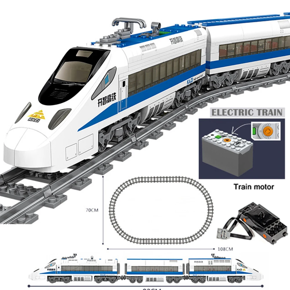 2020 Classic City Train Rail high-tech Battery Powered Electric High-speed Railway Building Blocks Bricks Toys For Kid Leduo