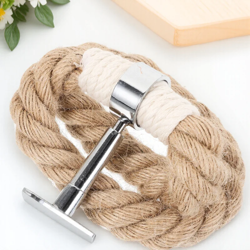 

Hand Towel Holder Bohemian Style Woven Iron Rope Bathroom Wall Mount Towel Rack Rustic Home Decor Bathroom Wall Ring