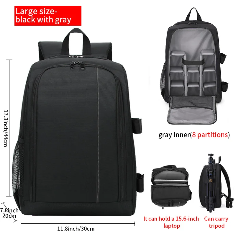JINNUOLANG SLR-Digitalkamera-Rucksack für den Außenbereich, große Kapazität, SLR-Kameratasche, 15,6-Zoll-Laptop-Rucksack, bietet Platz für SLR-Kameras und Mult 7