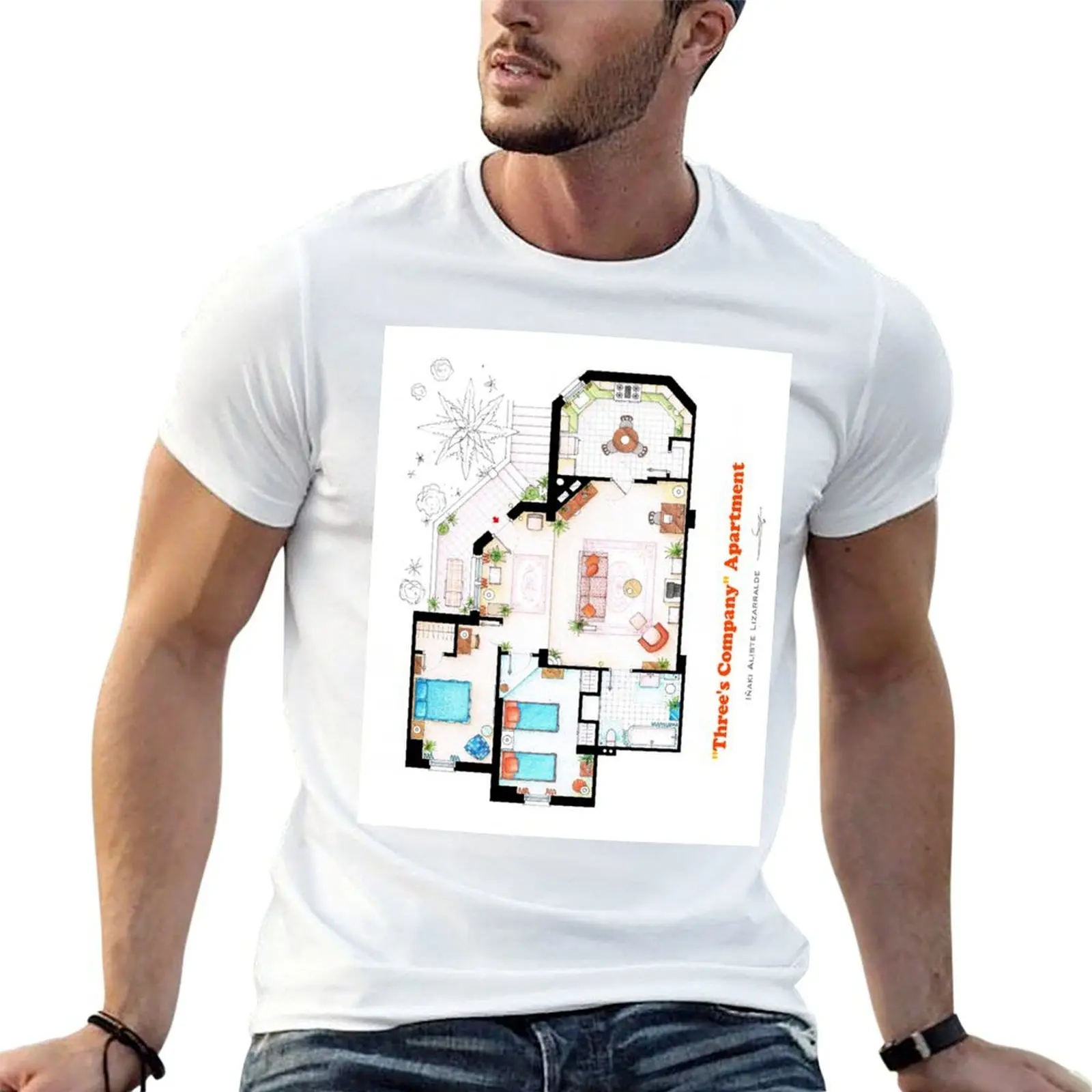 

Футболка «Три оверсайз» Футболки Floorplan для футболок Футболки с рисунком Принты с Apartment Company аниме человек