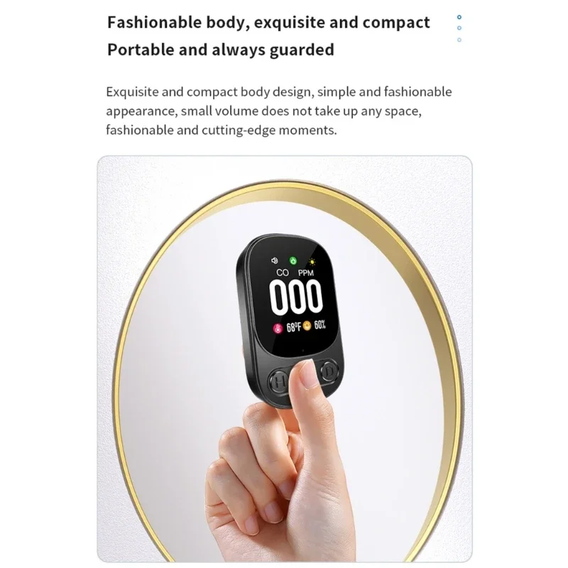 An der Wand installierter Kohlenmonoxidmelder mit digitaler Temperatur- und Luftfeuchtigkeitsmessung, kleine CO-Detektoren für