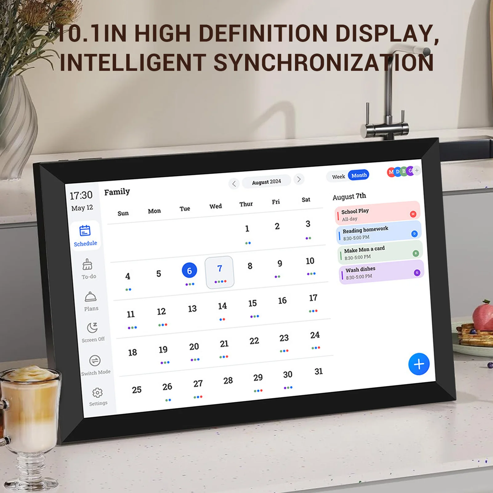 10.1inch Smart WiFi Calendar and Planner 16:10 Monitor 1280x800 Resolution HD Touchscreen LCD Digital Calendar with Chore Chart