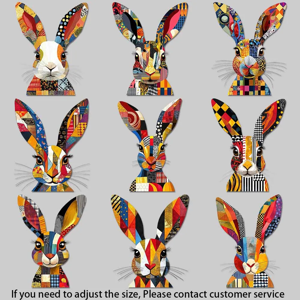 Modern Art Rabbit Pictures Collage - inspired Rabbit Art Iron on Picture on Clothes Quick - drying Heat Transfer DIY Decoration