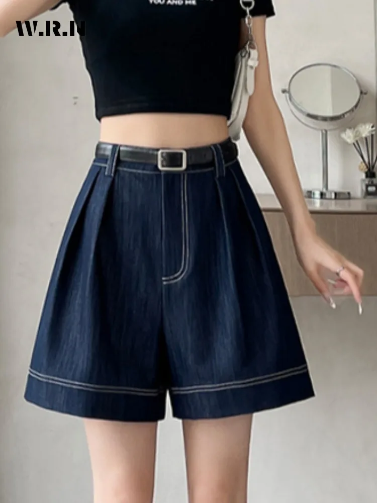 Korean Y2K Harajuku High Waist Vintage Style Fashion Shorts 2024 Summer Women's Sexy Hotsweet Solid Color Retro Denim Shorts