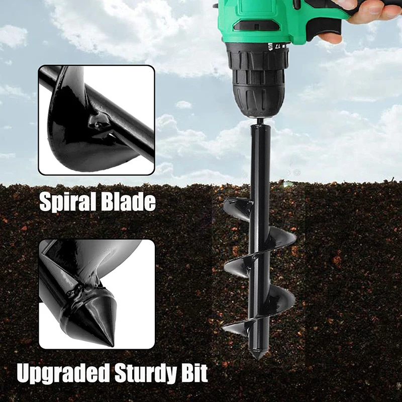 Garden Auger Spiral Drill Bit Gardening Flower Planter Earth Drill Planting Hole Digger Tool Loose Soil Drill Bit Accessories