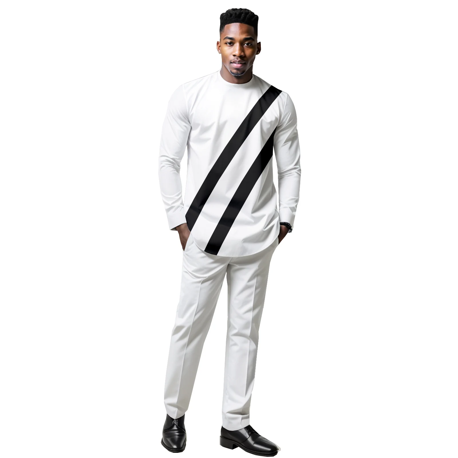 DBQ African Clothes for Men Patchwork Shirts and Slim Pants 2 Piece Casual Set Dashiki Clothes 41054