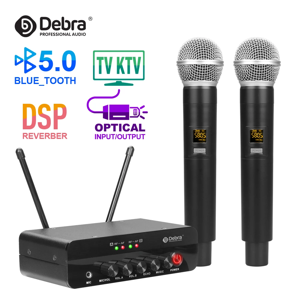 

Karaoke Wireless Microphone System with Reverberation DSPBT5.0 Optical Input and Output Interface