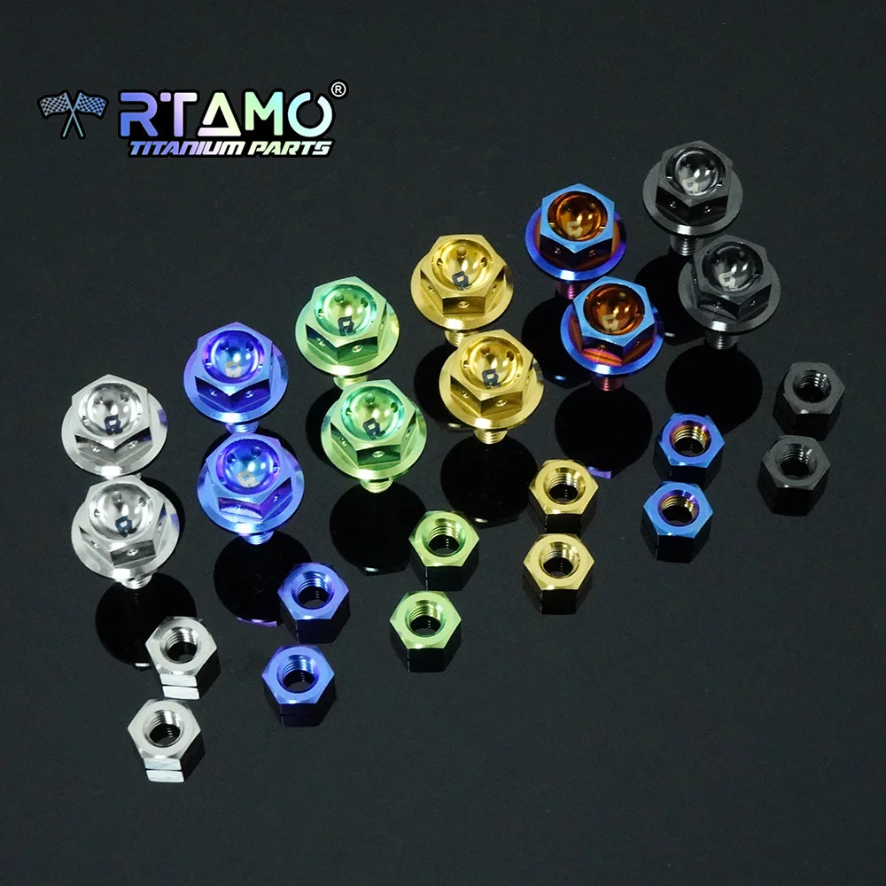 RTAMO M6X10/15mm Titanium Alloy Bolts License Plate Mounting Screws Number Plate Fixing Bolts