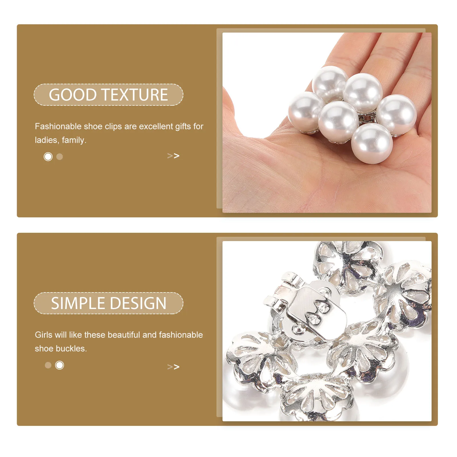 

1 Pair Pearl Clips For Wedding Bridal Pumps Heels Sandals Shoe Buckle Accessories Decorative Clip On Pearl Embellished Metal