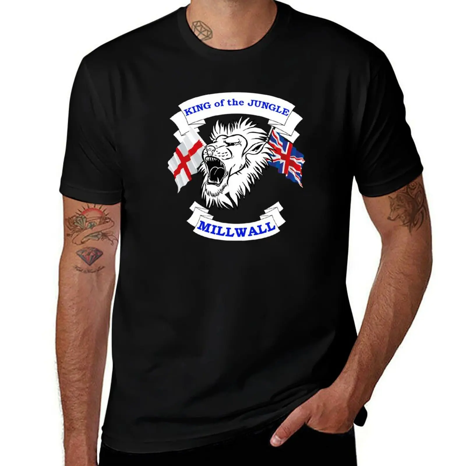 Millwall - King Of The Jungle T-Shirt Big and Tall Crew Neck Tee T-Shirt