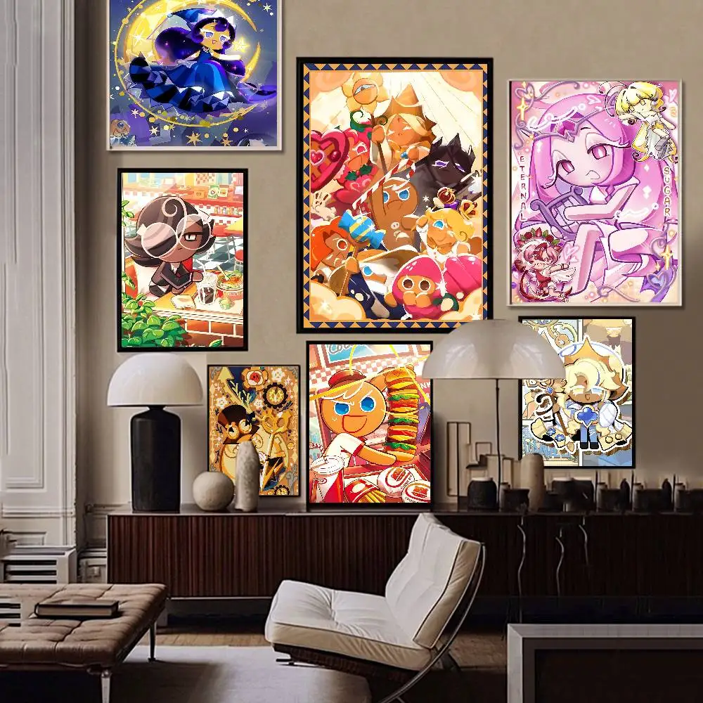 Mobile Game Cookie Run Kingdom Anime Posters Sticky Whitepaper Sticker DIY Room Bar Cafe Kawaii Room Decor