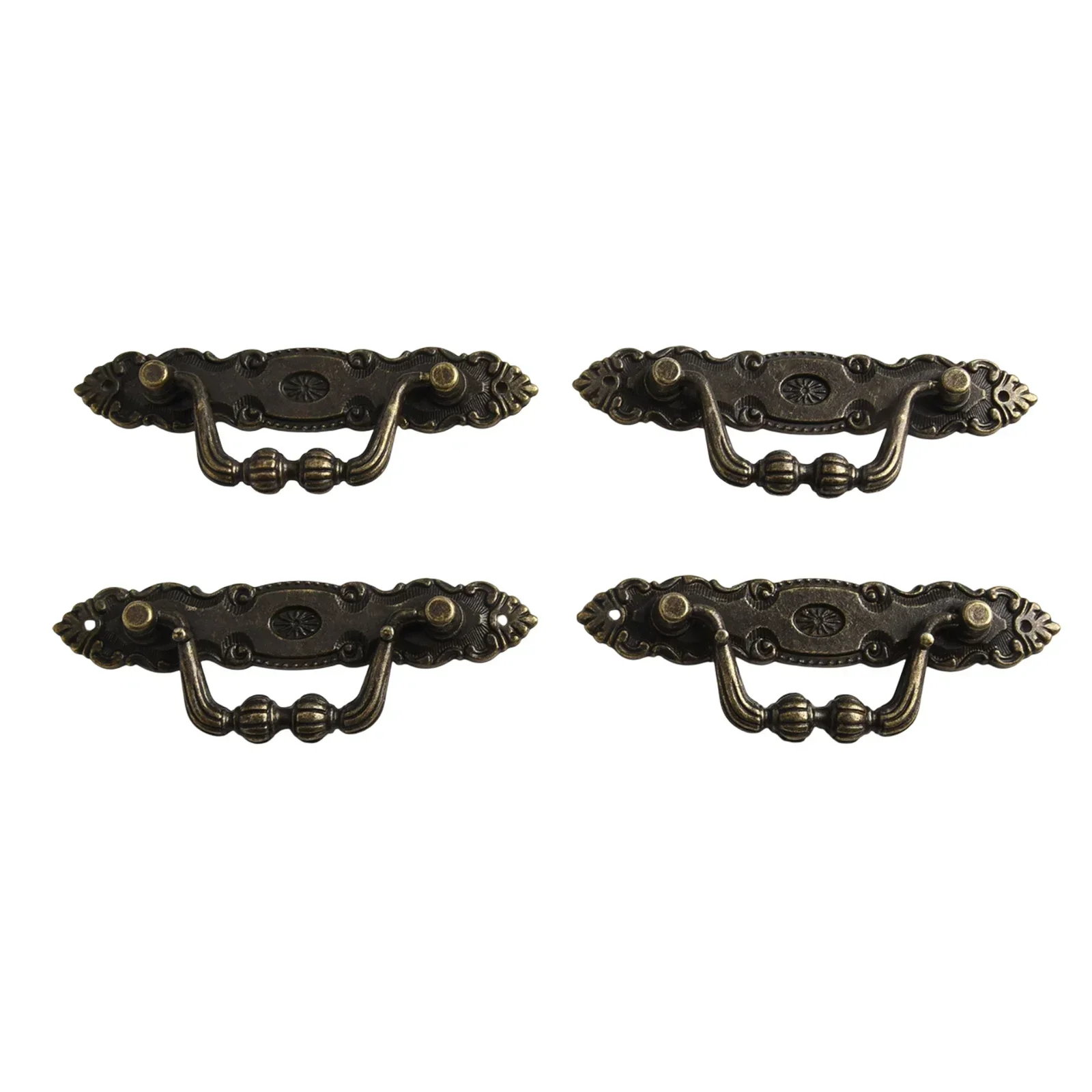 4 قطعة سبائك الزنك العتيقة مقابض لقطع الأثاث درج حلقة تسحب مقابض الزخرفية الرجعية لأجهزة الديكور المنزل