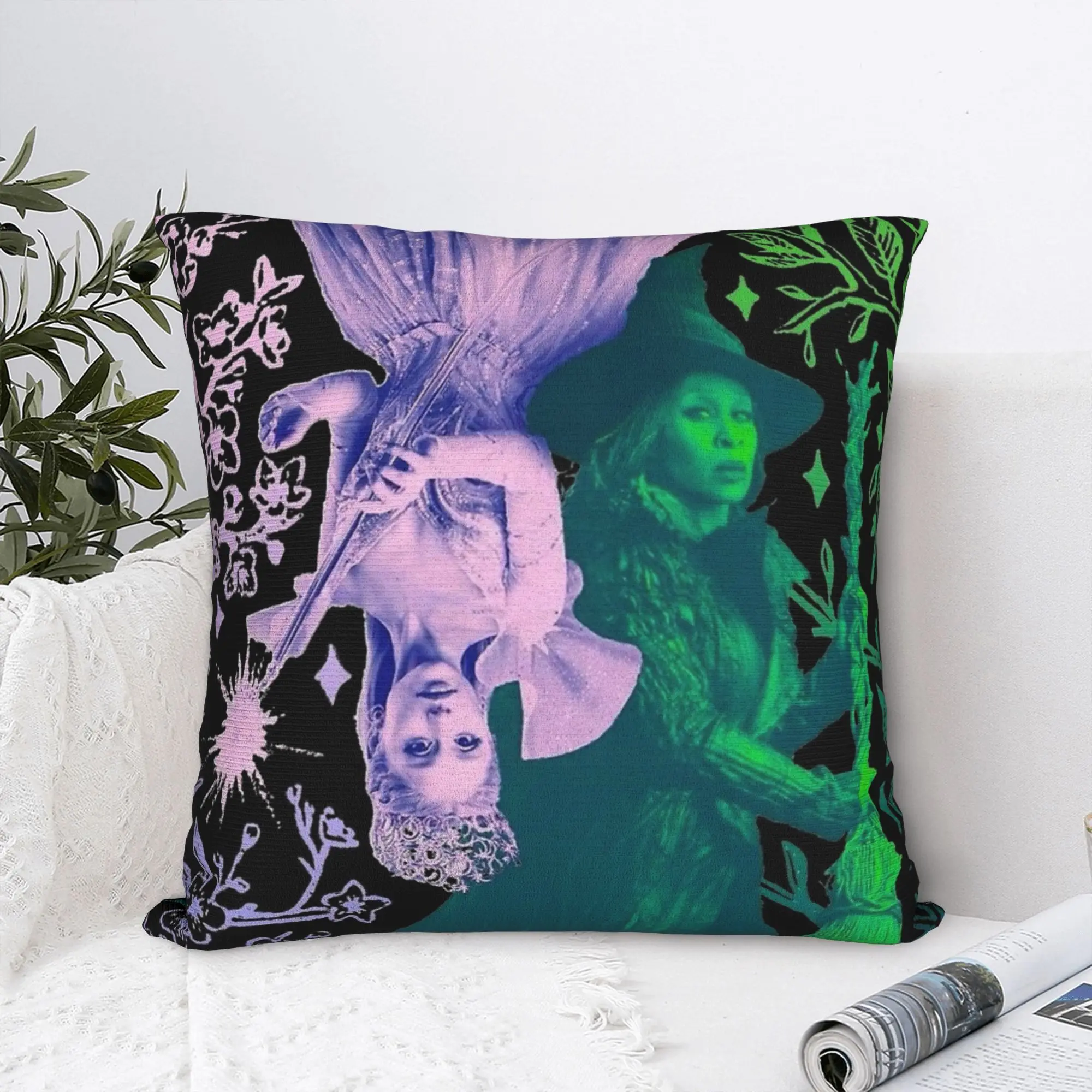 

Wicked For Good Glinda And Elphaba Pillowcase Soft Cushion Cover Decorations Throw Pillow Case Cover Living Room Square 45*45cm