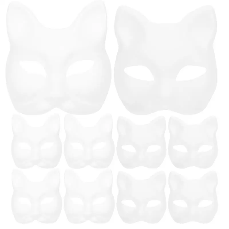 10Pcs Masquerade Party Masks Animal Cosplay Mask DIY Hand Painting Mask Unpainted Blank Mask 5pcs Cat Face Masks 5pcs Fox Mask