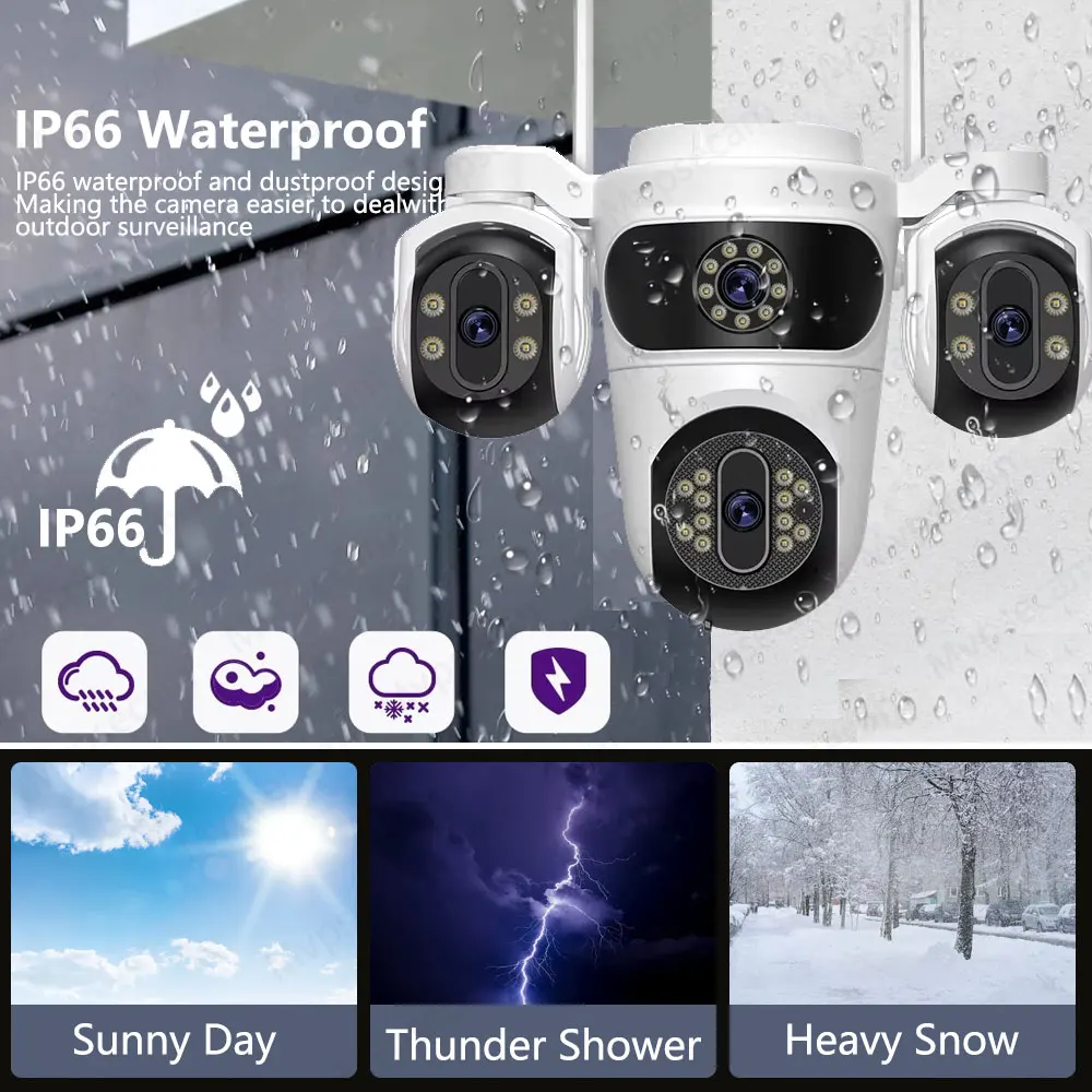 15MP WIFI Camera Three Lens Screen PTZ Camera Human Detection Security CCTV Surveillance 10MP HD External Dual Lens Camera iCsee