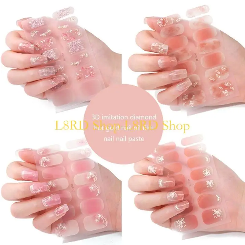 L8RD 14Pcs Adhesive Wraps Gels Polish Strips Wraps Sticker