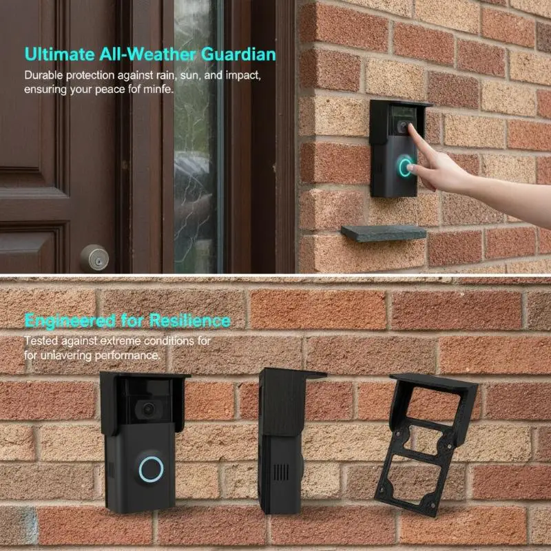 Doorbell Rain Cover Tool-Free Installation Anti-Glare PLA Shield Waterproof Fit for Ring Most Doorbells for Outdoor Entry