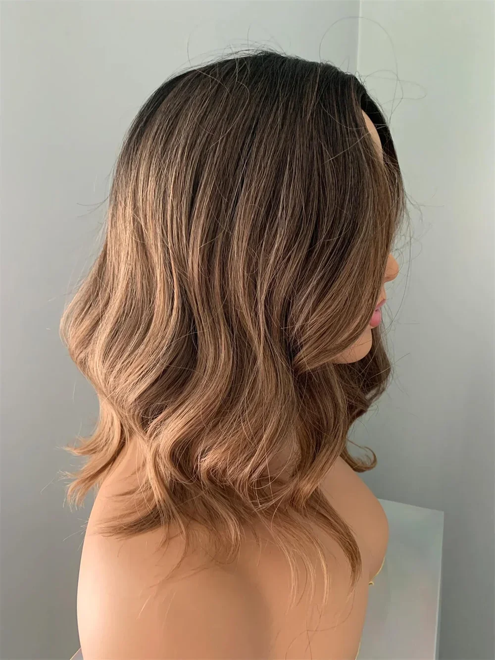 Lange 24Inch Lijmloze 180 Dichtheid Ombre Blonde Golf Kant 5X5 Zijde Basis Menselijk Haar Pruik Voor vrouwen BabyHair Preplucked