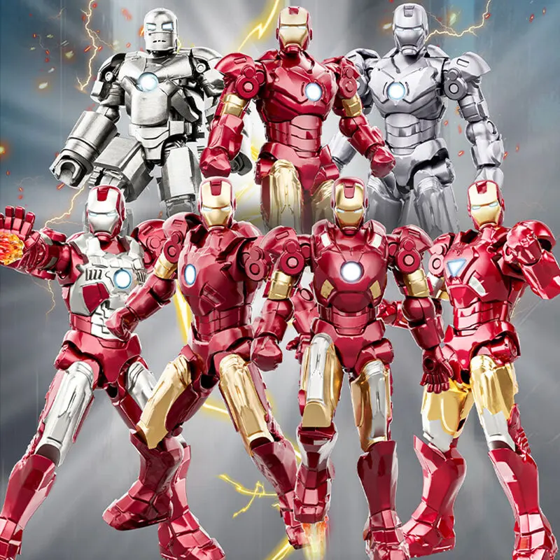 8Pcs/Box Fondjoy Marvel figure Splicing toys iron man MK1-MK7 Action figure model Birthday gift for children