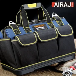 Heavy Duty ferramenta saco com base moldada impermeável, alta capacidade boca larga Tote, ajustável Shoulder Strap Organizer