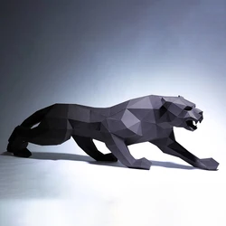 95cm Fierce Leopard 3D Paper Model Home Decor Living Room Floor Decoration Animal Ornaments Papercraft DIY Puzzles Hand Made Toy