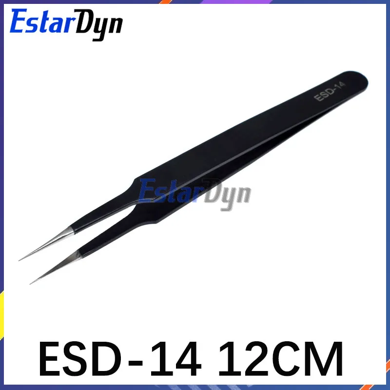 1.5mm Industrial Tweezers Anti-Static Stainless Steel Tweezer Set Mobile Phone Repair Tools ESD Precision Tweezer ESD10 to ESD15