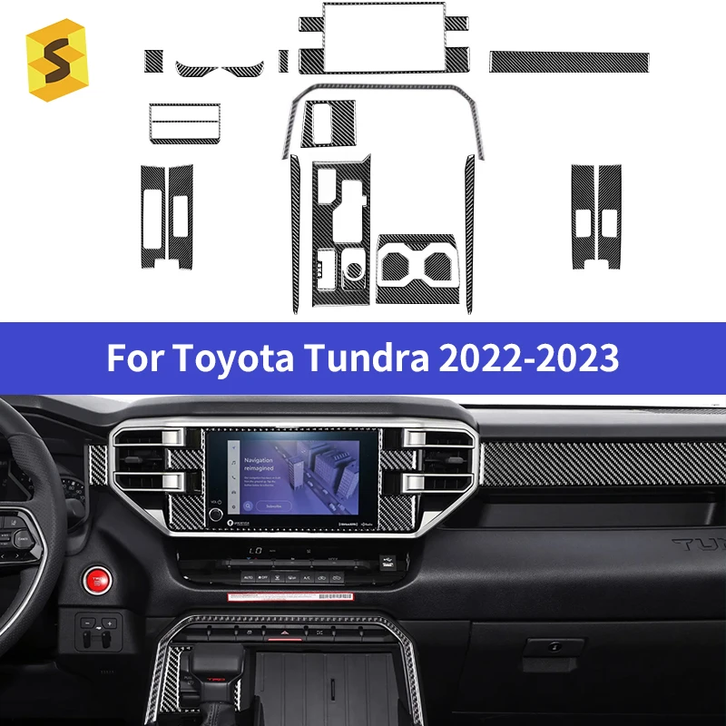 Shasha Real Carbon Fiber Full Interior Accessories Kit for Toyota Tundra 2022-2023
